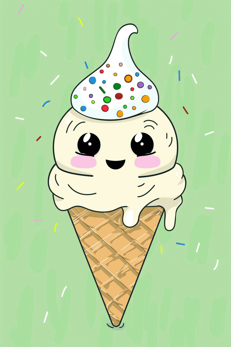 Cheerful Waving Ice Cream Cone